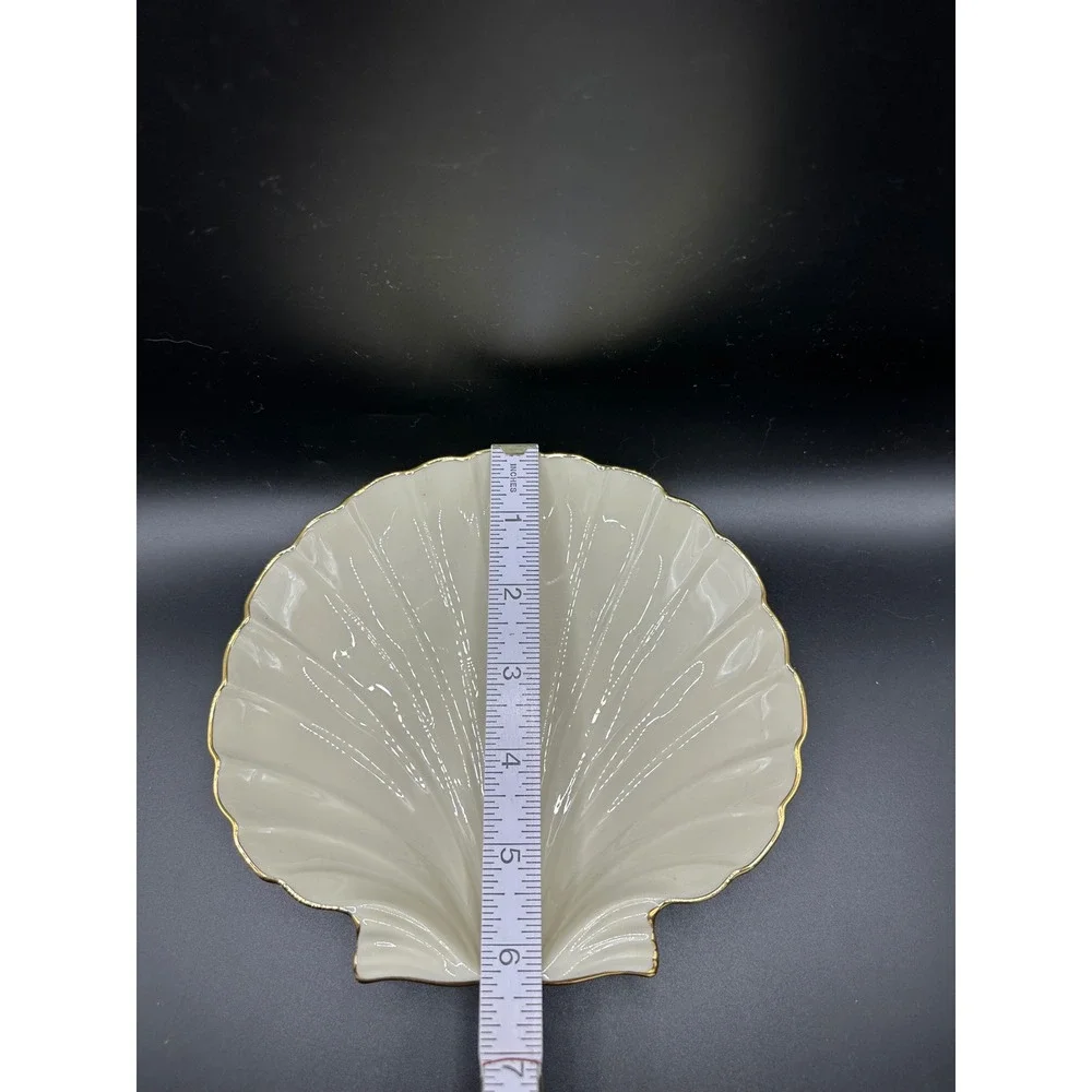 Lenox Ivory Fine China Shell Dish Gold Trim Scalloped Seashell Bowl Made in USA